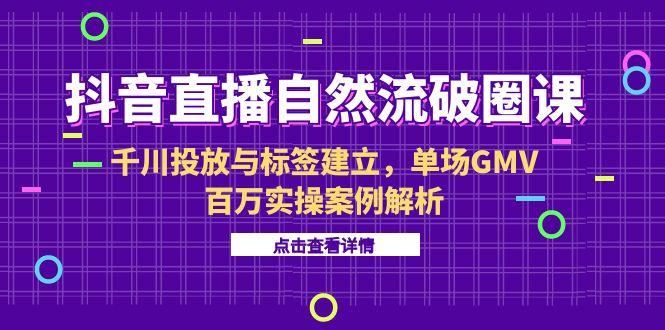 抖音直播自然流破圈课-6月，千川投放与标签建立，单场GMV百万实操案例解析-木白网创