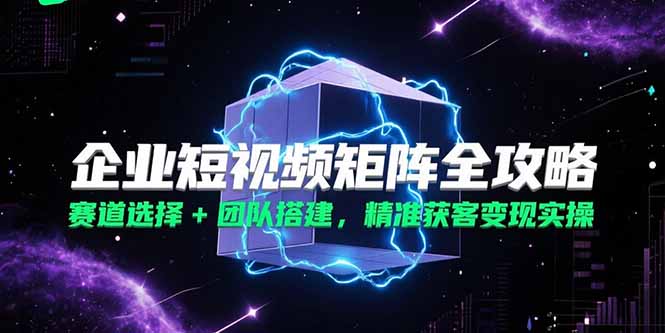 企业短视频矩阵全攻略，赛道选择+团队搭建，精准获客变现实操-木白网创