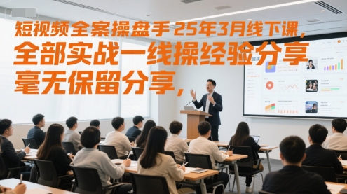 短视频全案操盘手25年3月线下课，全部实战一线操盘手经验分享，毫无保留分享，全是干货-木白网创