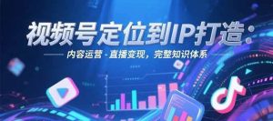 视频号定位到IP打造：账号搭建-内容运营-直播变现，完整知识体系-木白网创