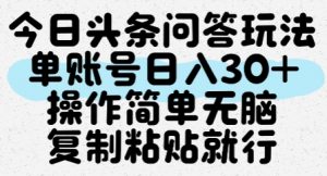 今日头条问答玩法，单账号日入30+，操作简单无脑复制粘贴就行-木白网创