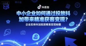 中小企业如何通过投放抖加带来精准获客变现?企业实体抖加投放精准变现秘籍-木白网创