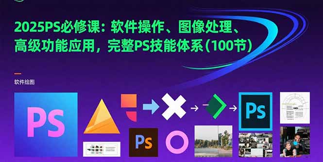 2025PS必修课：软件操作、图像处理、高级功能应用，完整PS技能体系(100节-木白网创