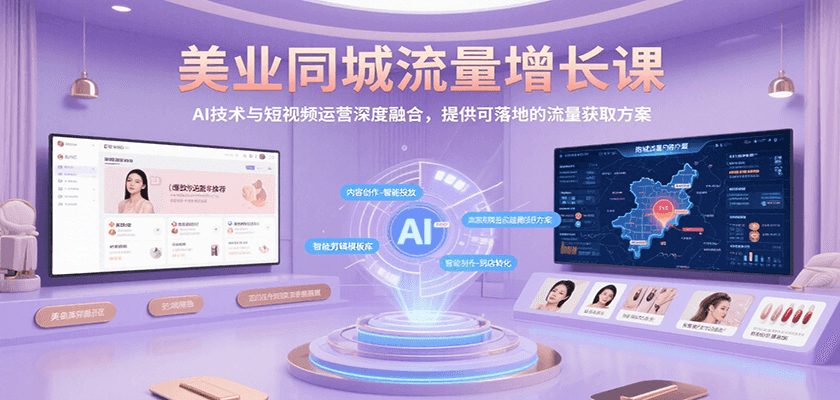 美业同城流量增长课，AI技术与短视频运营深度融合，提供可落地的流量获取方案-木白网创