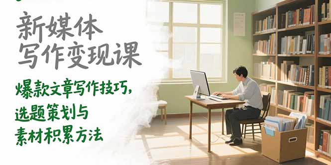 新媒体写作变现课，爆款文章写作技巧，选题策划与素材积累方法-木白网创