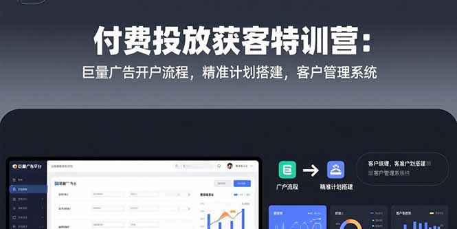 付费投放获客特训营：巨量广告开户流程，精准计划搭建，客户管理系统-木白网创