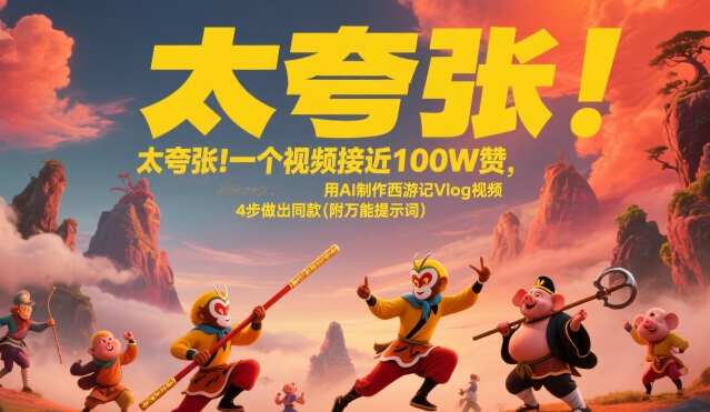 太夸张！一个视频接近100W赞，用AI制作西游记Vlog视频，全流程拆解来了(附万能提示词)-木白网创