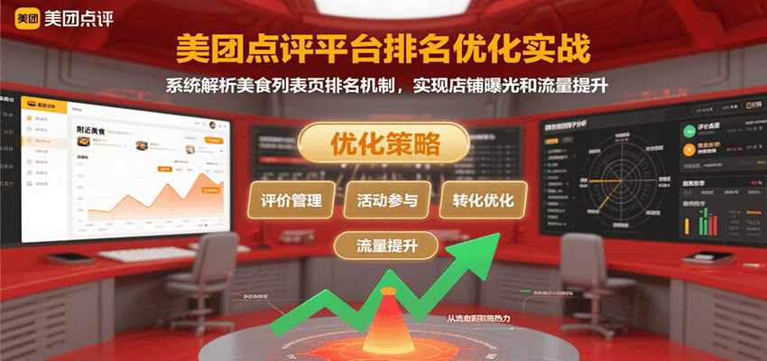 美团点评平台排名优化实战，系统解析美食列表页排名机制，实现店铺曝光和流量提升-木白网创