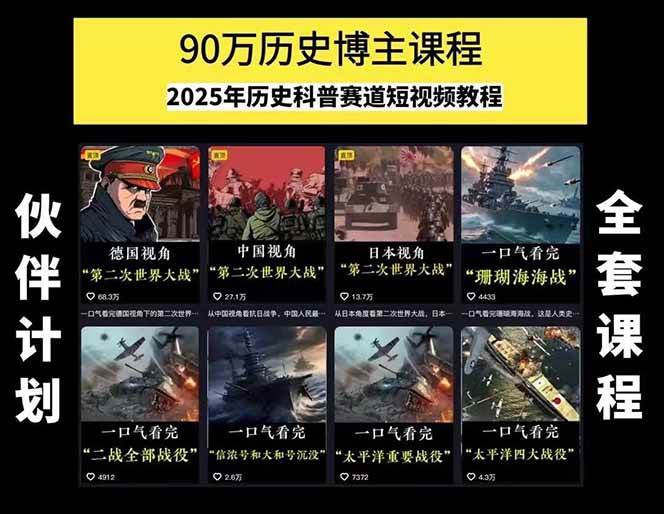 图片[1]-短视频历史赛道实战教程，手机电脑双端剪辑教程和账号运营指南与变现技巧-木白网创