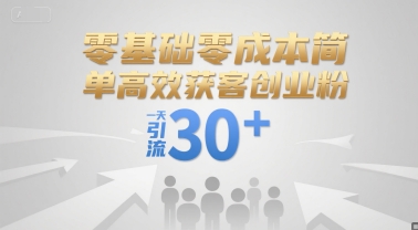 零基础零成本简单高效获客创业粉，一天引流30+-木白网创