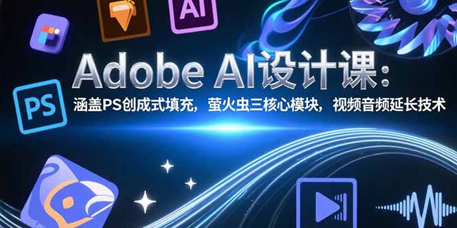 Adobe AI设计课：涵盖PS创成式填充，萤火虫三核心模块，视频音频延长技术-木白网创