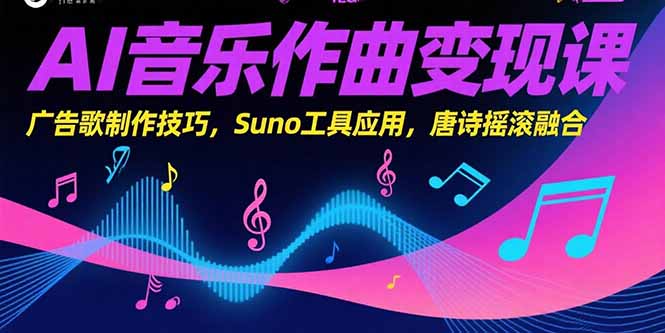 AI音乐作曲变现课，广告歌制作技巧，Suno工具应用，唐诗摇滚融合-木白网创