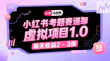 小红书考题赛道虚拟项目1.0，项目操作简单，每天收益2-3张-木白网创
