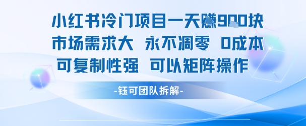小红书冷门项目一天收益9张，市场需求大，0成本，可复制性强可以矩阵操作-木白网创