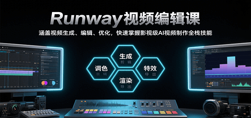 Runway视频编辑课，涵盖视频生成、编辑、优化，快速掌握影视级AI视频制作全栈技能-木白网创
