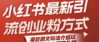小红书最新引流创业粉方式，项目图文玩法介绍以及如何安全倒流私域-木白网创