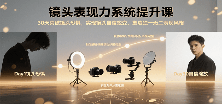 镜头表现力系统提升课，30天突破镜头恐惧实现自信蜕变，塑造独一无二表现风格-木白网创