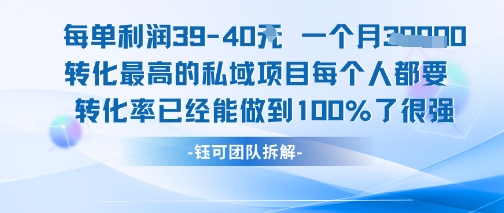 每单利润40一个月7k+转化最高的私域项目，每个人都要的产品转化率已经能做到100%-木白网创