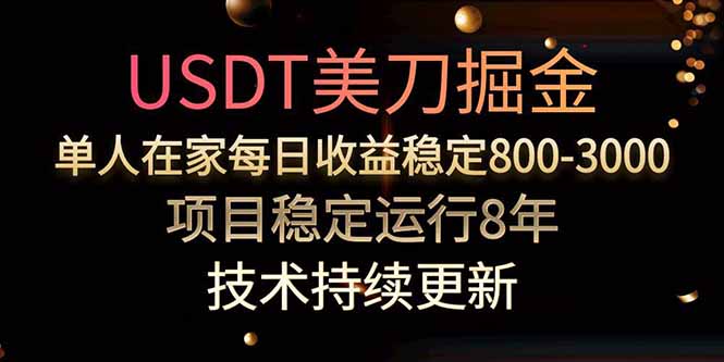 USDT美刀掘金，单人每日收益800-3000，稳定运行8年-木白网创