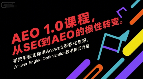 AEO 1.0 课程，从SEO到AE0的基命性转变，手把手教会你用AnswerEngineOptimization技术抢回流量-木白网创