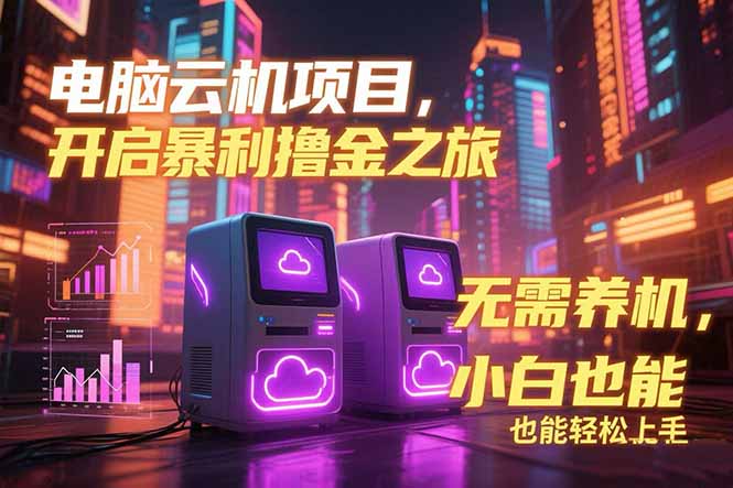 电脑云机项目 暴力撸金玩法，不需要养机 配置没有要求 单机100个窗口一…-木白网创