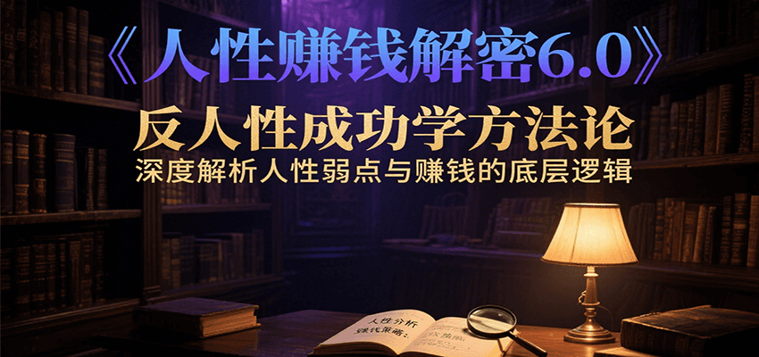 人性赚钱解密6.0，反人性成功学方法论，深度解析人性弱点与赚钱的底层逻辑-木白网创