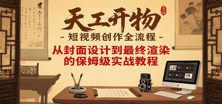 天工开物短视频创作全流程，从封面设计到最终渲染的保姆级实战教程-木白网创