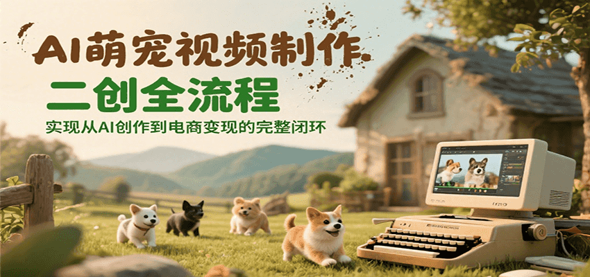 AI萌宠视频制作二创全流程，实现从AI创作到电商变现的完整闭环-木白网创