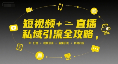 短视频+直播私域引流全攻略，IP打造 +视频引流 +直播引流 +私域沉淀-木白网创