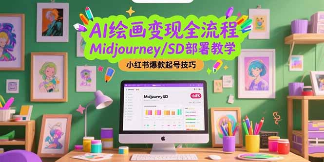 AI绘画变现全流程，Midjourney/SD部署教学，小红书爆款起号技巧-木白网创