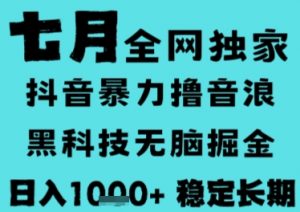 7月最新风口抖音无人直播撸音浪，长期稳定，非短期，全自动运行，低门槛无脑，日入1k+【揭秘】-木白网创