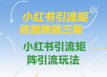 小红书引流矩阵陪跑第三期，小红书引流矩阵引流玩法-木白网创