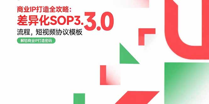 商业IP打造全攻略：差异化SOP3.0流程，短视频协议模板，婚恋项目实战案例-木白网创