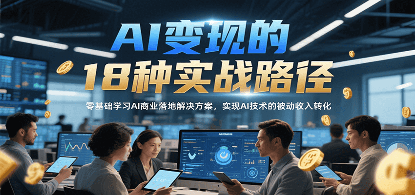 AI变现的18种实战路径，零基础学习AI商业落地解决方案，实现AI技术的被动收入转化-木白网创