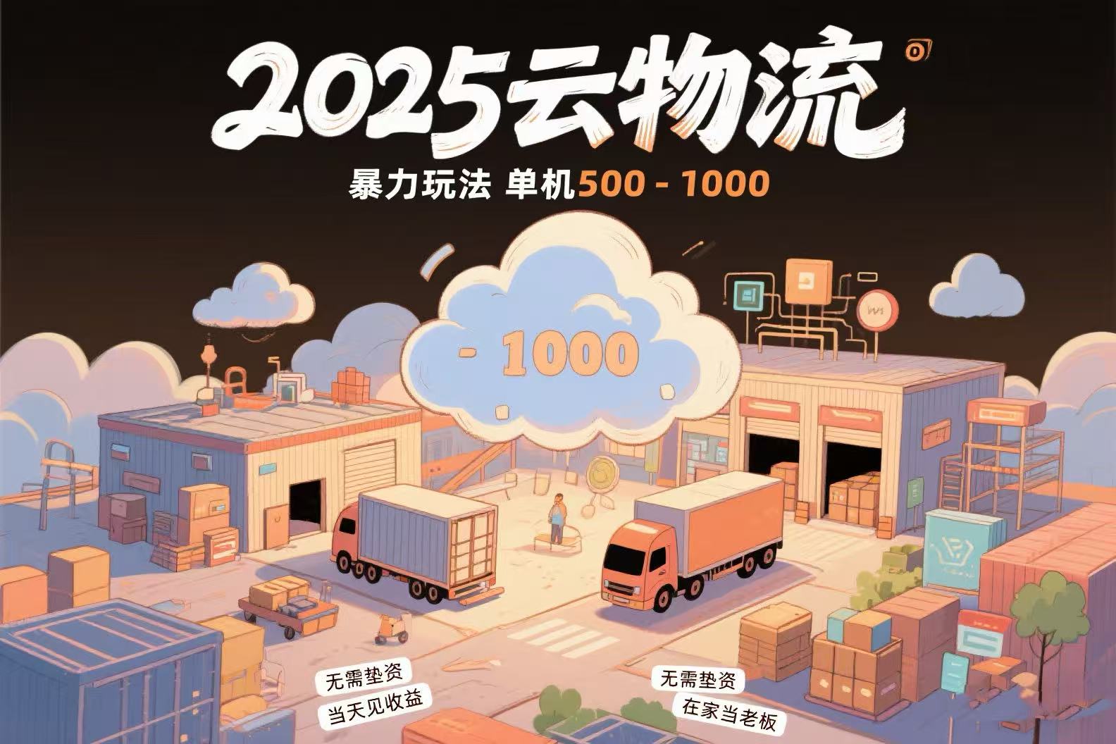 云物流赚差价，项目纯利润500~1000，无需垫资，当天到账。不需要有车，…-木白网创