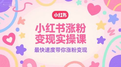 小红书涨粉变现实操课，最快速度带你涨粉变现-木白网创
