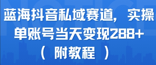 蓝海抖音私域赛道，实操单账号当天变现288+(附教程)-木白网创