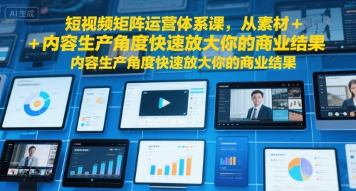 短视频矩阵运营体系课，从素材+内容生产角度快速放大你的商业结果-木白网创