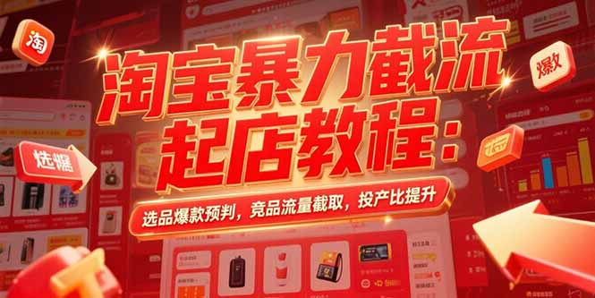 淘宝暴力截流起店教程：选品爆款预判，竞品流量截取，投产比提升-木白网创