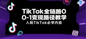 TikTok全链路0-1变现路径教学，入局TikTok必学内容-木白网创