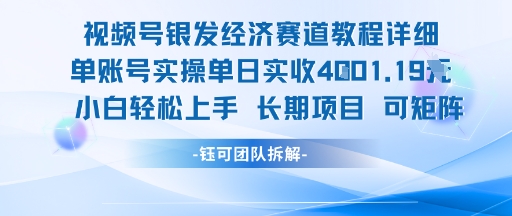 视频号银发经济赛道单账号实操单日实收1k+，小白轻松上手长期项目-木白网创