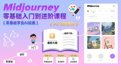 midjourney零基础入门到进阶课程，零基础学会AI绘画-木白网创