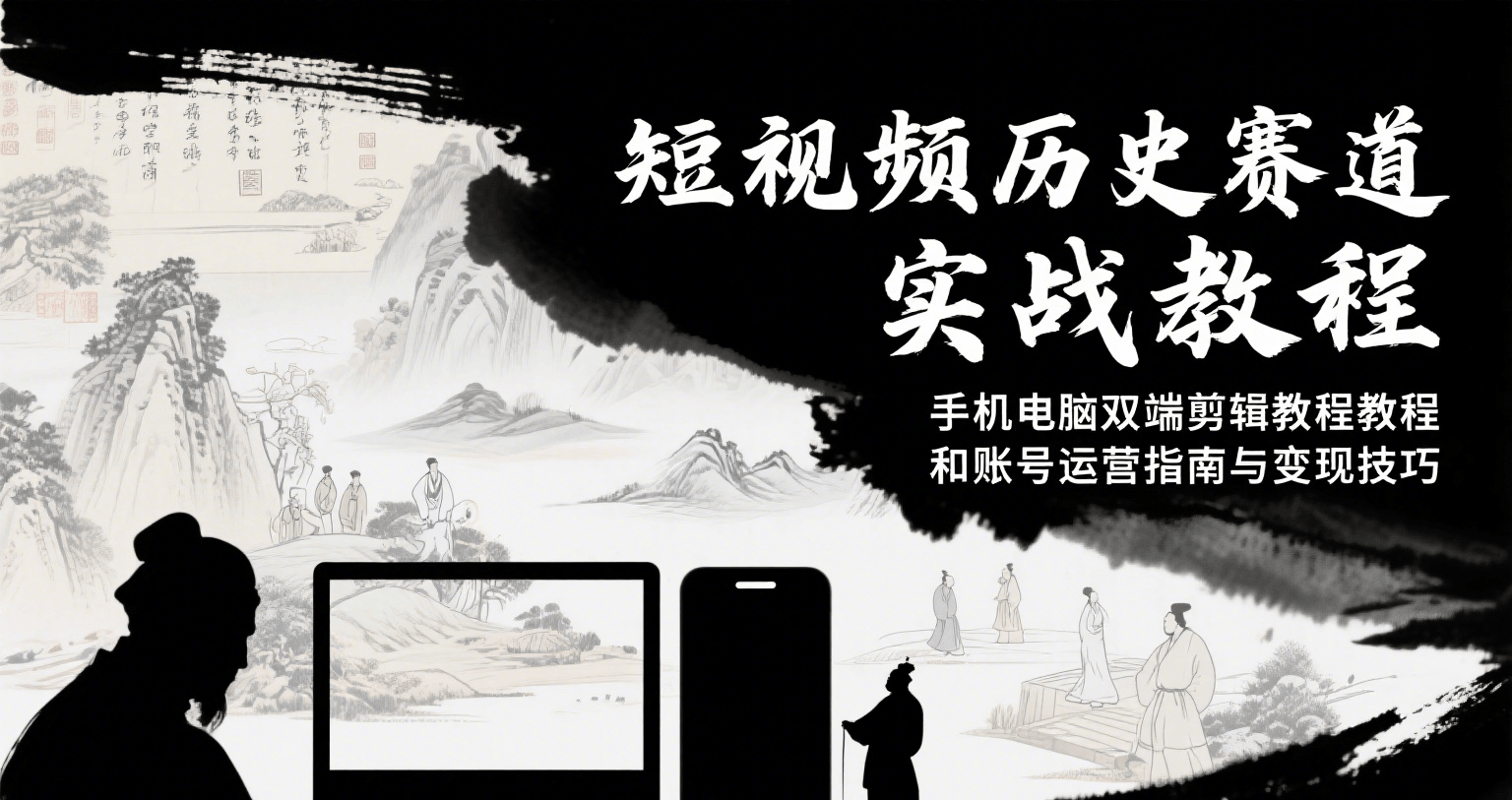 短视频历史赛道实战教程，手机电脑双端剪辑教程和账号运营指南与变现技巧-木白网创