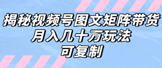 解密视频号图文矩阵带货，月入几个W的打法，可复制-木白网创