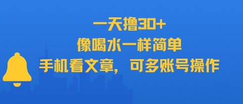 一天撸30+，像喝水一样简单，手机看文章，可多账号操作-木白网创
