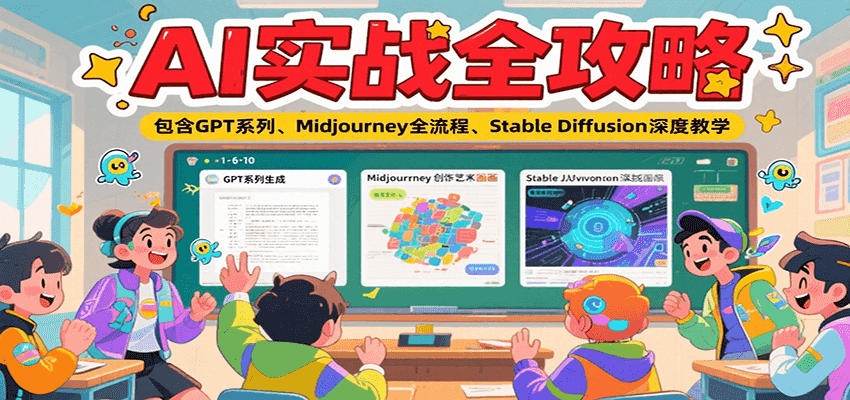AI实战全攻略，包含GPT系列、Midjourney全流程、Stable Diffusion深度教学-木白网创