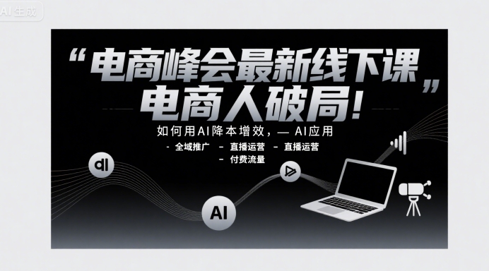电商峰会最新线下课，电商人破局，如何用AI降本增效，AI应用-全域推广-直播运营-付费流量-木白网创