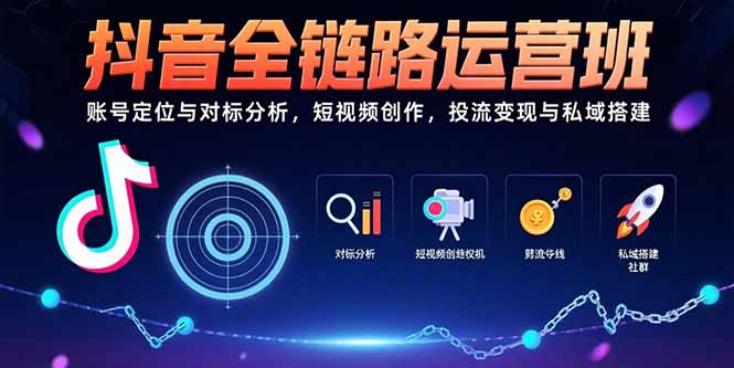 抖音全链路运营班：账号定位与对标分析，短视频创作，投流变现与私域搭建-木白网创