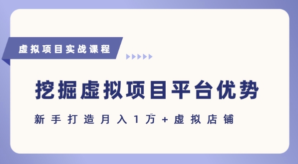 抓住虚拟项目各平台优势，新手轻松月入1W+(给出具体建议)-木白网创