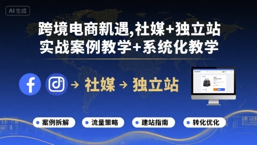 跨境电商新机遇，社媒+独立站，实战案例教学+系统化教学-木白网创